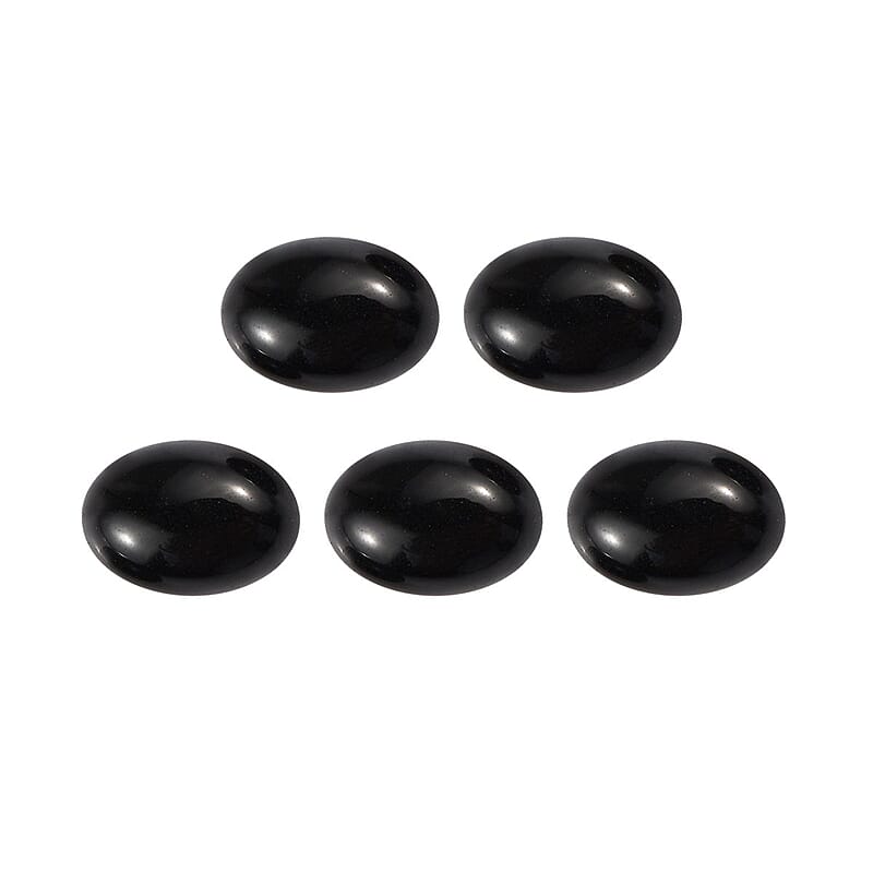 Set of 5 Black Onyx (Oval 7x5 mm) 4.06 ctw Loose Gemstone