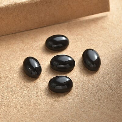 Set of 5 Black Onyx (Oval 7x5 mm) 4.06 ctw Loose Gemstone
