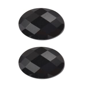 Set of 2 Thai Black Spinel (Oval 6x4 mm) 0.76 ctw Loose Gemstone