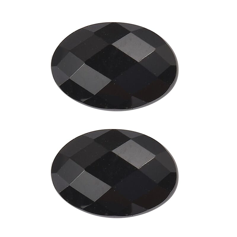 Set of 2 Thai Black Spinel (Oval 6x4 mm) 0.76 ctw Loose Gemstone