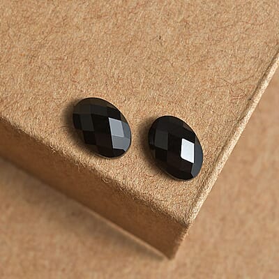 Set of 2 Thai Black Spinel (Oval 6x4 mm) 0.76 ctw Loose Gemstone