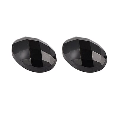 Set of 2 Thai Black Spinel (Oval 6x4 mm) 0.76 ctw Loose Gemstone