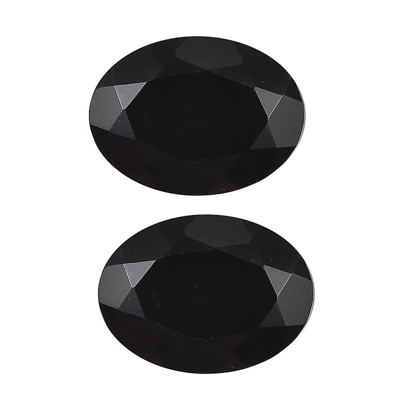 Set of 2 Thai Black Spinel (Oval 8x6 mm) 2.56 ctw Loose Gemstone