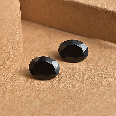 Set of 2 Thai Black Spinel (Oval 8x6 mm) 2.56 ctw Loose Gemstone