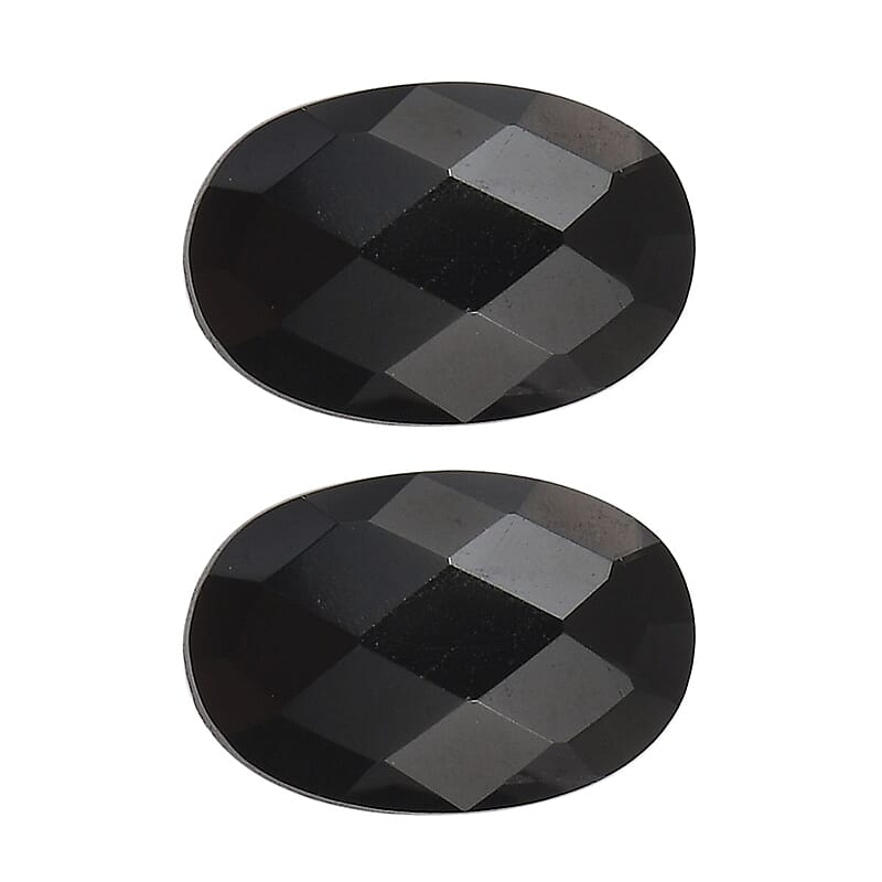 Set of 2 Thai Black Spinel (Oval 6x4 mm) 1.10 ctw Loose Gemstone