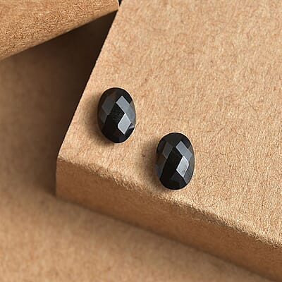 Set of 2 Thai Black Spinel (Oval 6x4 mm) 1.10 ctw Loose Gemstone