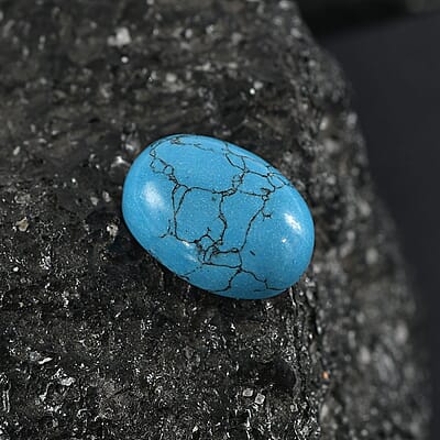 Blue Howlite (Oval 14x10 mm) 5.53 ctw Loose Gemstone