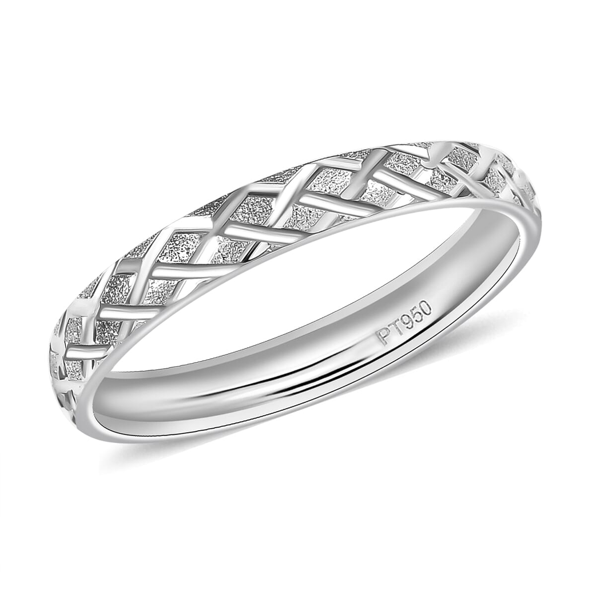 Diamond-cut Band Ring in 950 Platinum (Size 6.0) 2.50 Grams image number 0