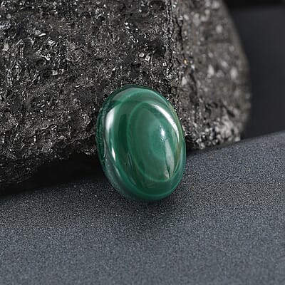 African Malachite (Ovl 16x12 mm) 8.35 ctw Loose Gemstone