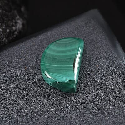 African Malachite (D Shape 12x8 mm) 3.60 ctw Loose Gemstone