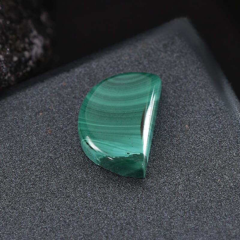 African Malachite (D Shape 12x8 mm) 3.60 ctw Loose Gemstone