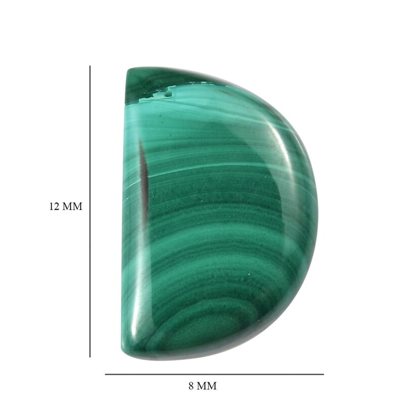 African Malachite (D Shape 12x8 mm) 3.60 ctw Loose Gemstone