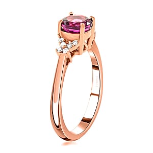 Luxoro 14K Rose Gold AAA Ouro Fino Rubellite, Diamond (G-H, I2) Ring (Size 5.0) 1.00 ctw