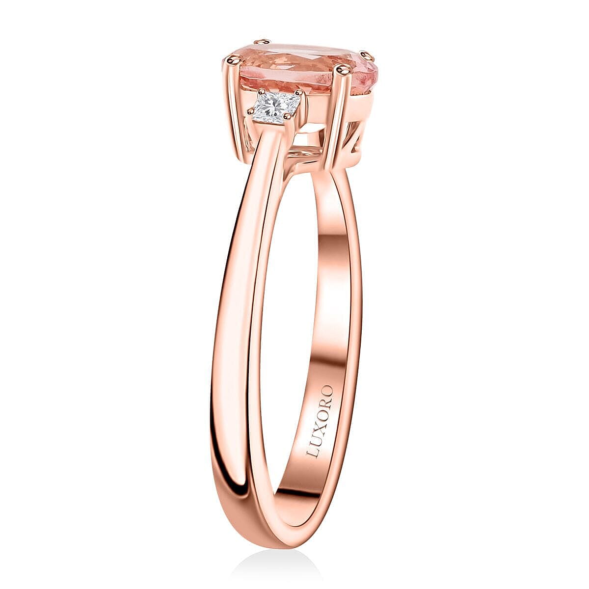 Certified Luxoro AAA Pink Morganite, Diamond (G-H, I2) Ring in 10K Rose Gold 1.35 ctw (Size 6.5) image number 3