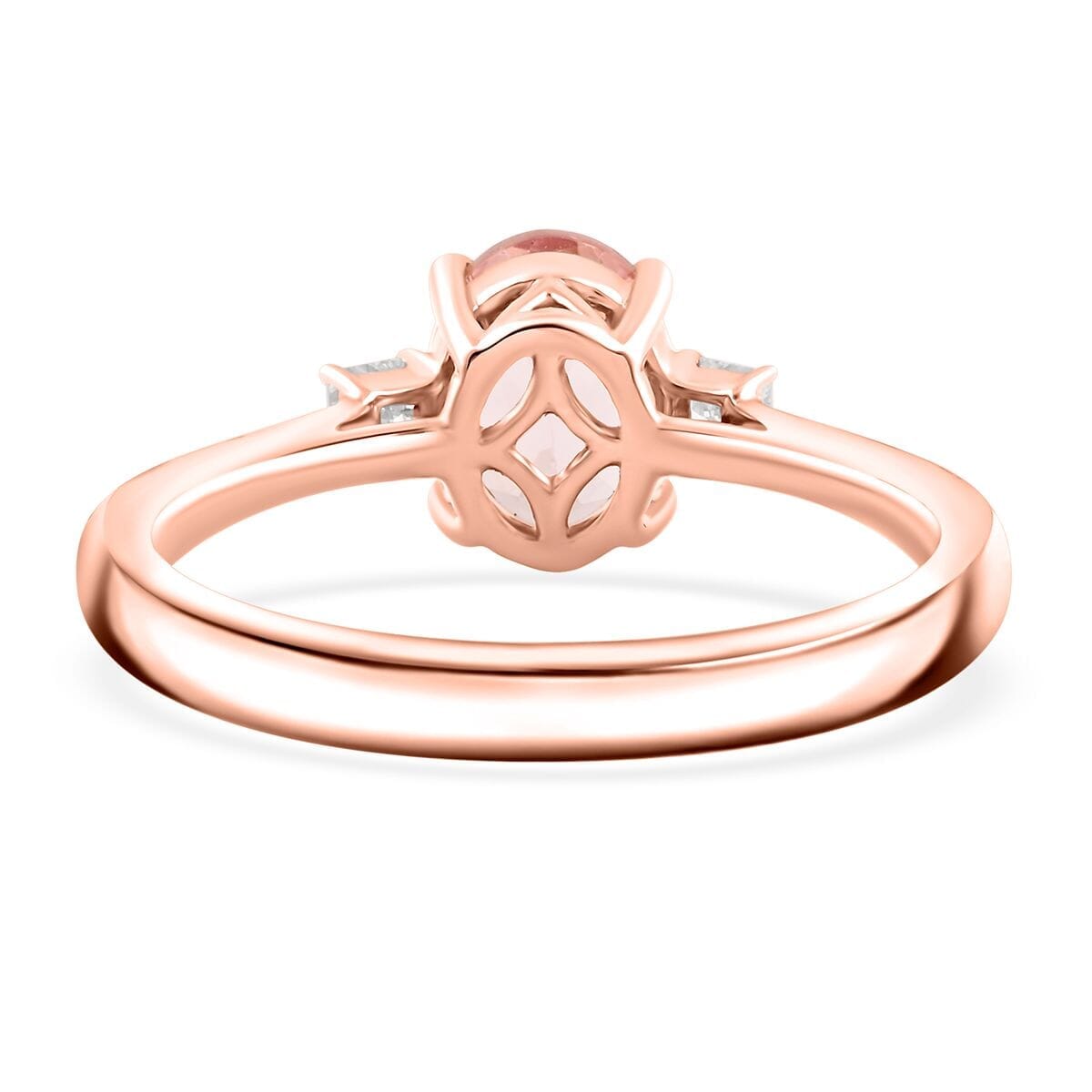 Luxoro 10K Rose Gold  AAA   Pink Morganite ,  White Diamond  I2 Ring ,  Gold Wt. 3 g 1.35 ctw image number 4