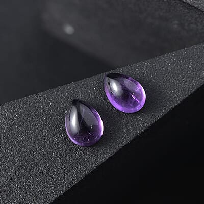 AA African Amethyst Set of 2 (Pear 7x5 mm) 1.28 ctw Loose Gemstone