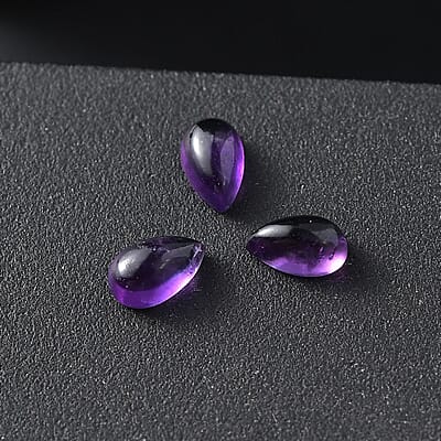 AA African Amethyst Set of 3 (Pear 5x3 mm) 0.65 ctw Loose Gemstone