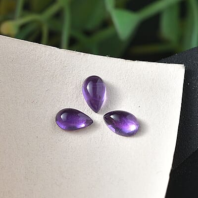 African Amethyst Set of 3 (Pear 5x3 mm) 0.59 ctw Loose Gemstone