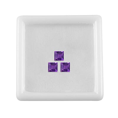 African Amethyst Set of 3 (Sqr 4 mm) 1.00 ctw Loose Gemstone