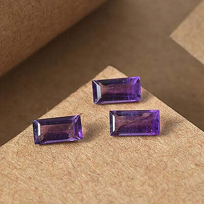 AA African Amethyst Set of 3 (Bgt 6x3 mm) 0.88 ctw Loose Gemstone