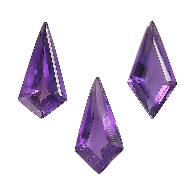 African Amethyst Set of 3 (Kite 14x7 mm) 5.43 ctw Loose Gemstone