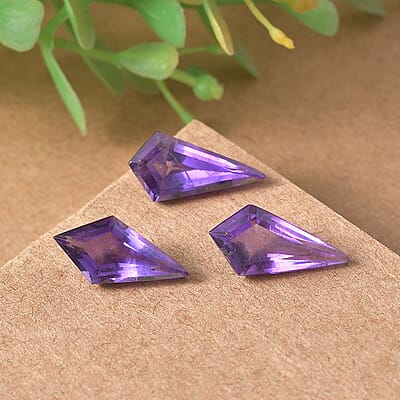 African Amethyst Set of 3 (Kite 14x7 mm) 5.43 ctw Loose Gemstone