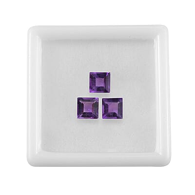 African Amethyst Set of 3 (Sqr 6 mm) 2.55 ctw Loose Gemstone