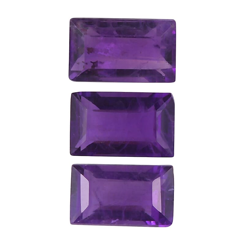 African Amethyst Set of 3 (Bgt 5x3 mm) 0.74 ctw Loose Gemstone