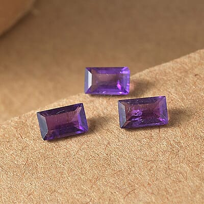 African Amethyst Set of 3 (Bgt 5x3 mm) 0.74 ctw Loose Gemstone