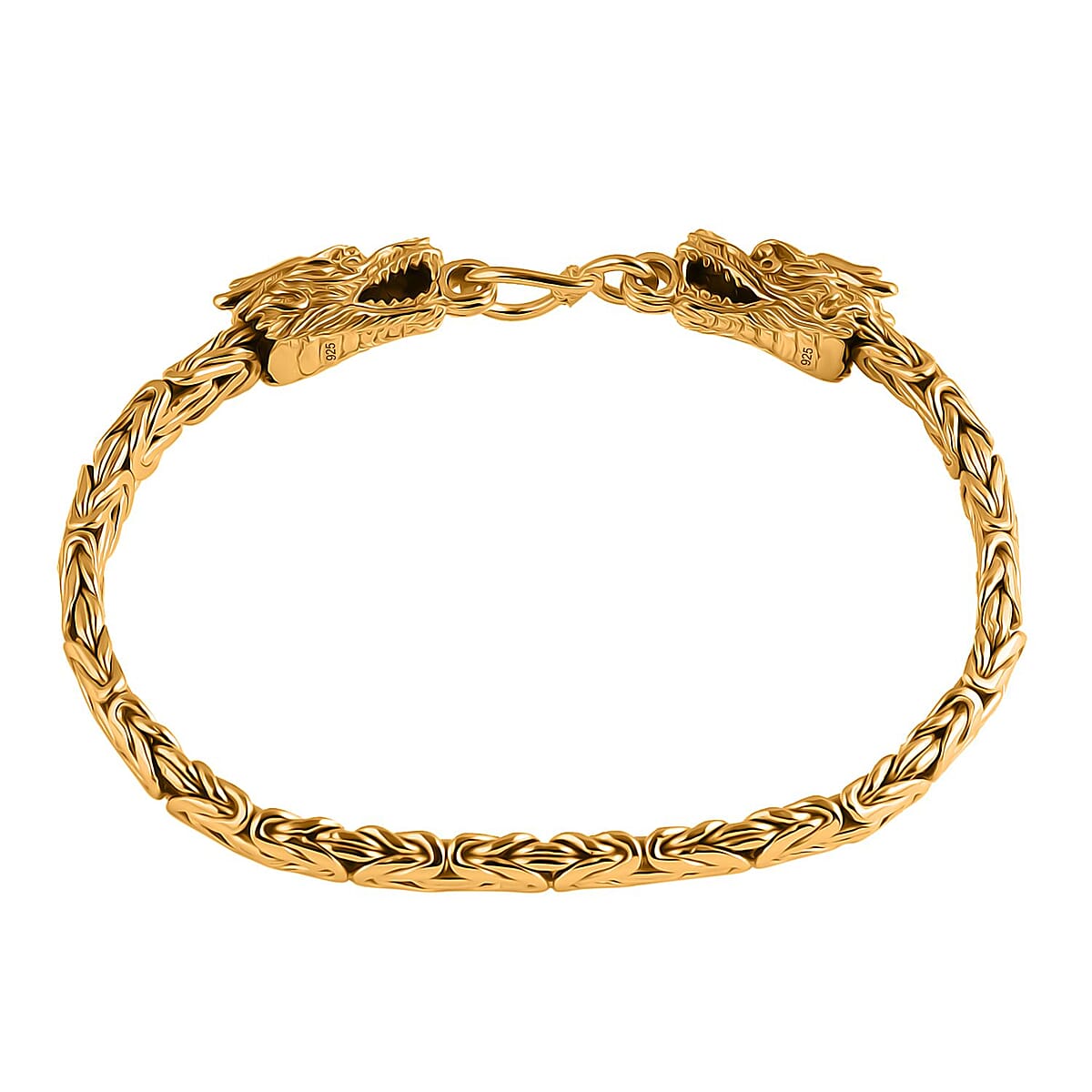 Bali Legacy 22K Vermeil YG Over Sterling Silver Borobudur Chain Dragon Bracelet (7.25 In) 29.41 Grams image number 3