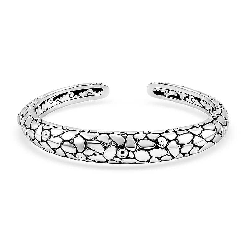 Bali Legacy Sterling Silver Pebble Texture Cuff Bracelet (6.50 In) 31.61 Grams