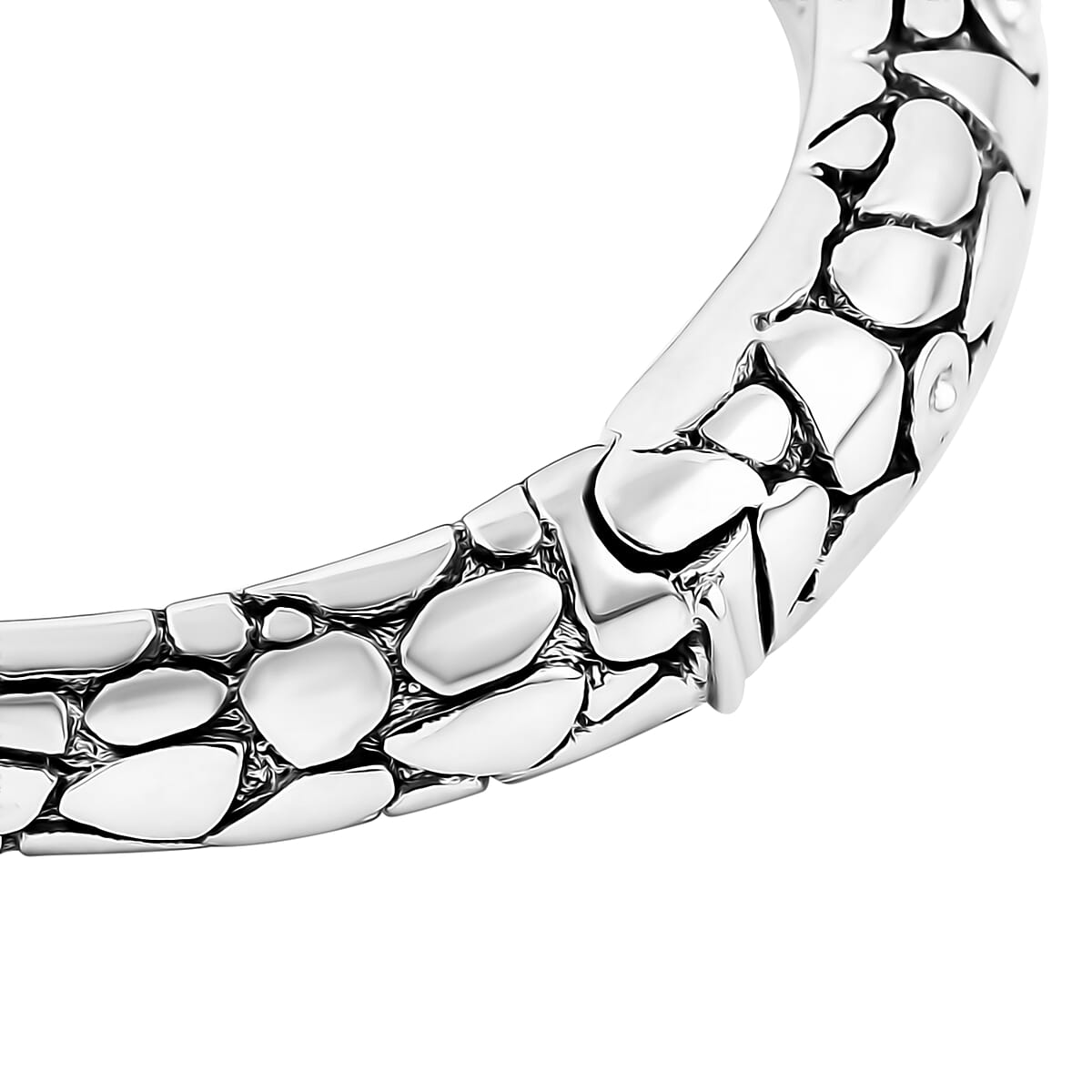 Bali Legacy Sterling Silver Pebble Texture Cuff Bracelet (7.25 In) 28.95 Grams image number 4