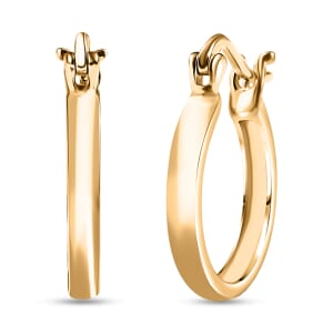 Luxoro 10K Yellow Gold Pyramid Texture Hoop Earrings 2.50 Grams