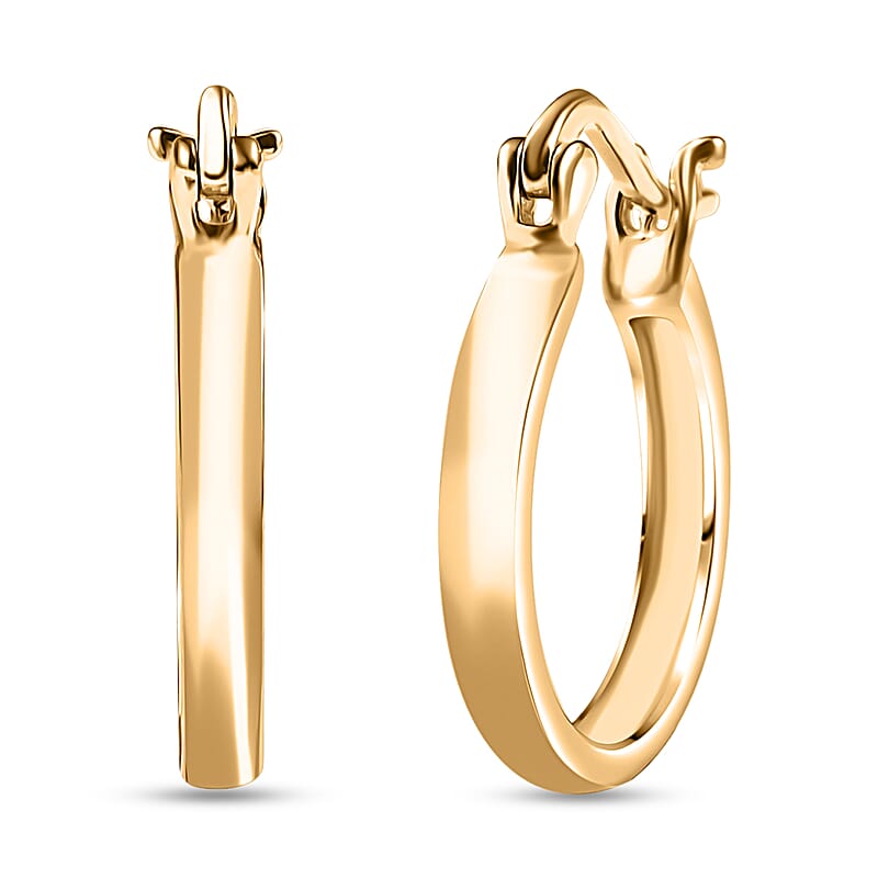 Luxoro 10K Yellow Gold Pyramid Texture Hoop Earrings 2.50 Grams