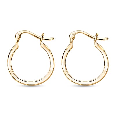 Luxoro 10K Yellow Gold Pyramid Texture Hoop Earrings 2.50 Grams
