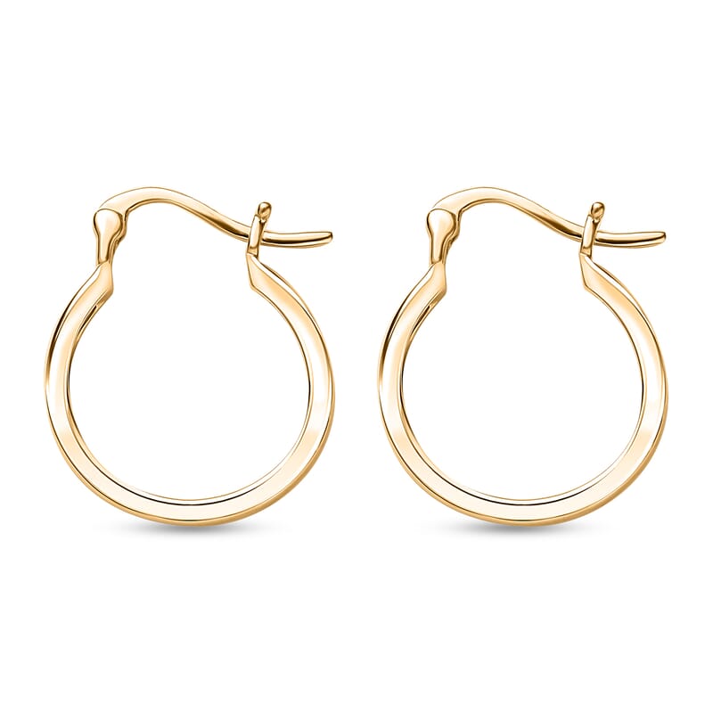 Luxoro 10K Yellow Gold Pyramid Texture Hoop Earrings 2.50 Grams
