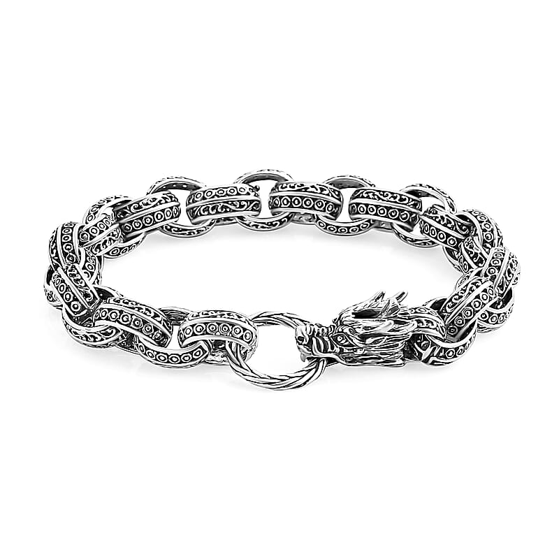 Bali Legacy Sterling Silver Dragon Bracelet (7.25 In) 33.12 Grams