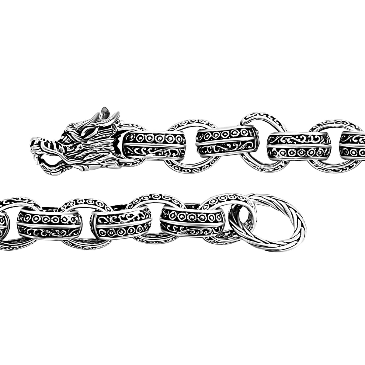 Bali Legacy Sterling Silver Dragon Bracelet (7.25 In) 33.12 Grams image number 3