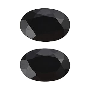 Set of 2 Thai Black Spinel (Oval 6x4 mm) 1.10 ctw Loose Gemstone