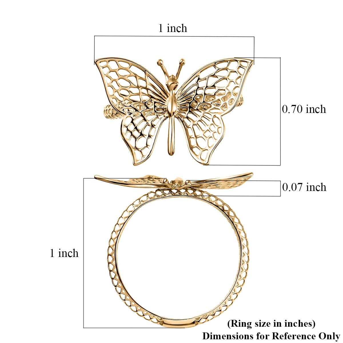 10K Yellow Gold Butterfly Ring (Size 8.0) 1.78 Grams image number 5