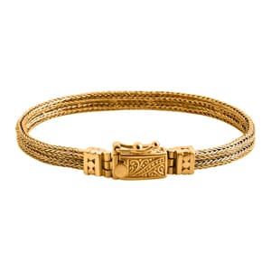 Bali Legacy 22K Vermeil Yellow Gold Over Sterling Silver Tulang Naga 2 Row Bracelet (7.25 In) 17.95 Grams