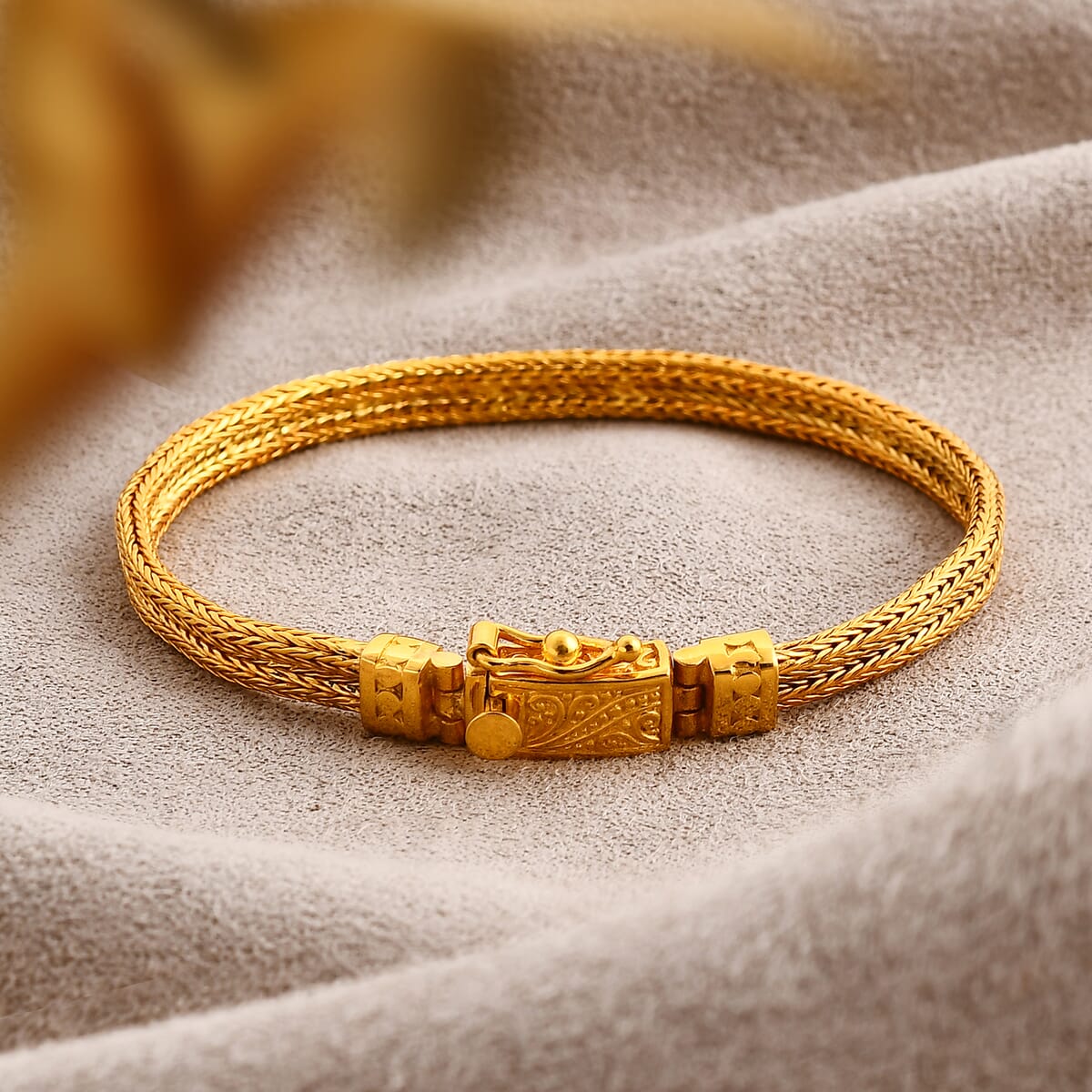 Bali Legacy 22K Vermeil Yellow Gold Over Sterling Silver Tulang Naga 2 Row Bracelet (7.25 In) 17.95 Grams image number 1