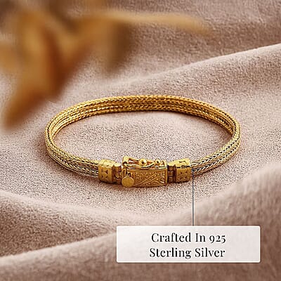 Bali Legacy 22K Vermeil Yellow Gold Over Sterling Silver Tulang Naga 2 Row Bracelet (7.25 In) 17.95 Grams