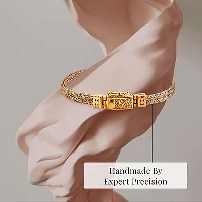 Bali Legacy 22K Vermeil Yellow Gold Over Sterling Silver Tulang Naga 2 Row Bracelet (7.25 In) 17.95 Grams