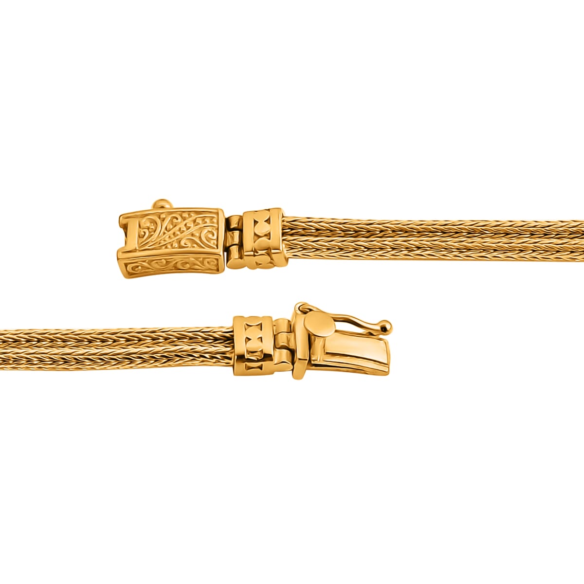 Bali Legacy 22K Vermeil Yellow Gold Over Sterling Silver Tulang Naga 2 Row Bracelet (7.25 In) 17.95 Grams image number 4