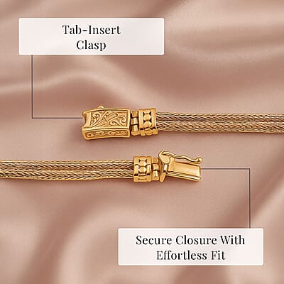 Bali Legacy 22K Vermeil Yellow Gold Over Sterling Silver Tulang Naga 2 Row Bracelet (7.25 In) 17.95 Grams