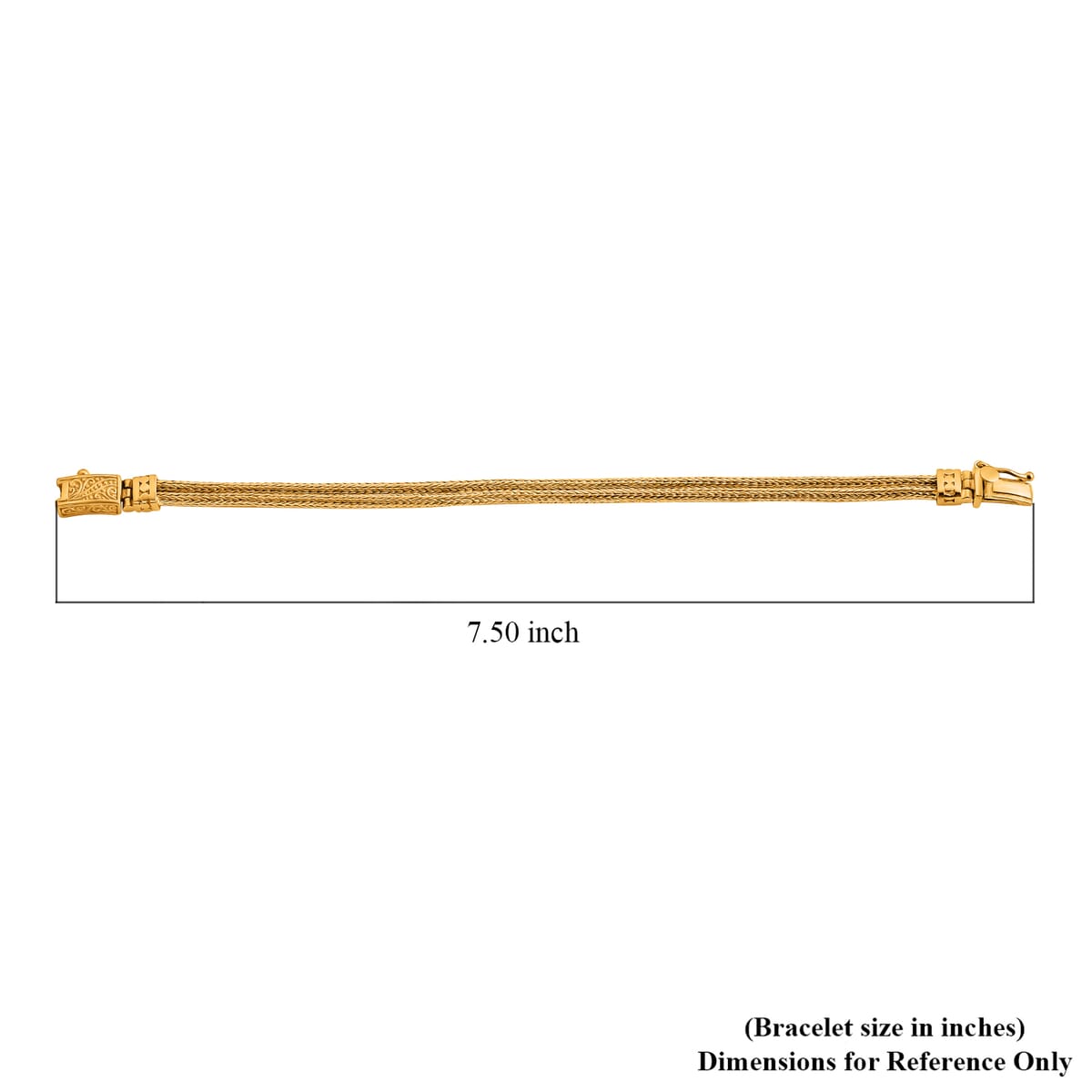 Bali Legacy 22K Vermeil Yellow Gold Over Sterling Silver Tulang Naga 2 Row Bracelet (7.25 In) 17.95 Grams image number 5