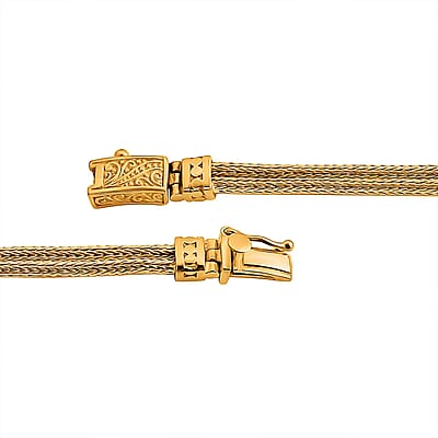Bali Legacy 22K Vermeil Yellow Gold Over Sterling Silver Tulang Naga 2 Row Bracelet (7.25 In) 17.95 Grams