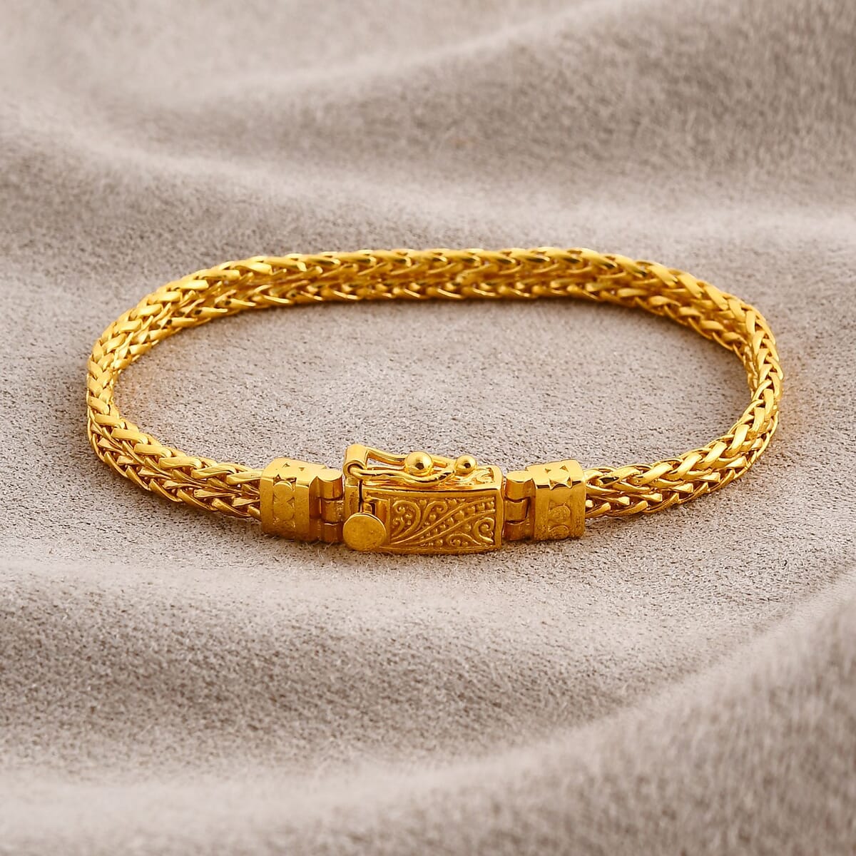 Bali Legacy 22K Vermeil Yellow Gold Over  Sterling Silver Padian 2 Row Bracelet (7.25 In) 17.22 Grams image number 1