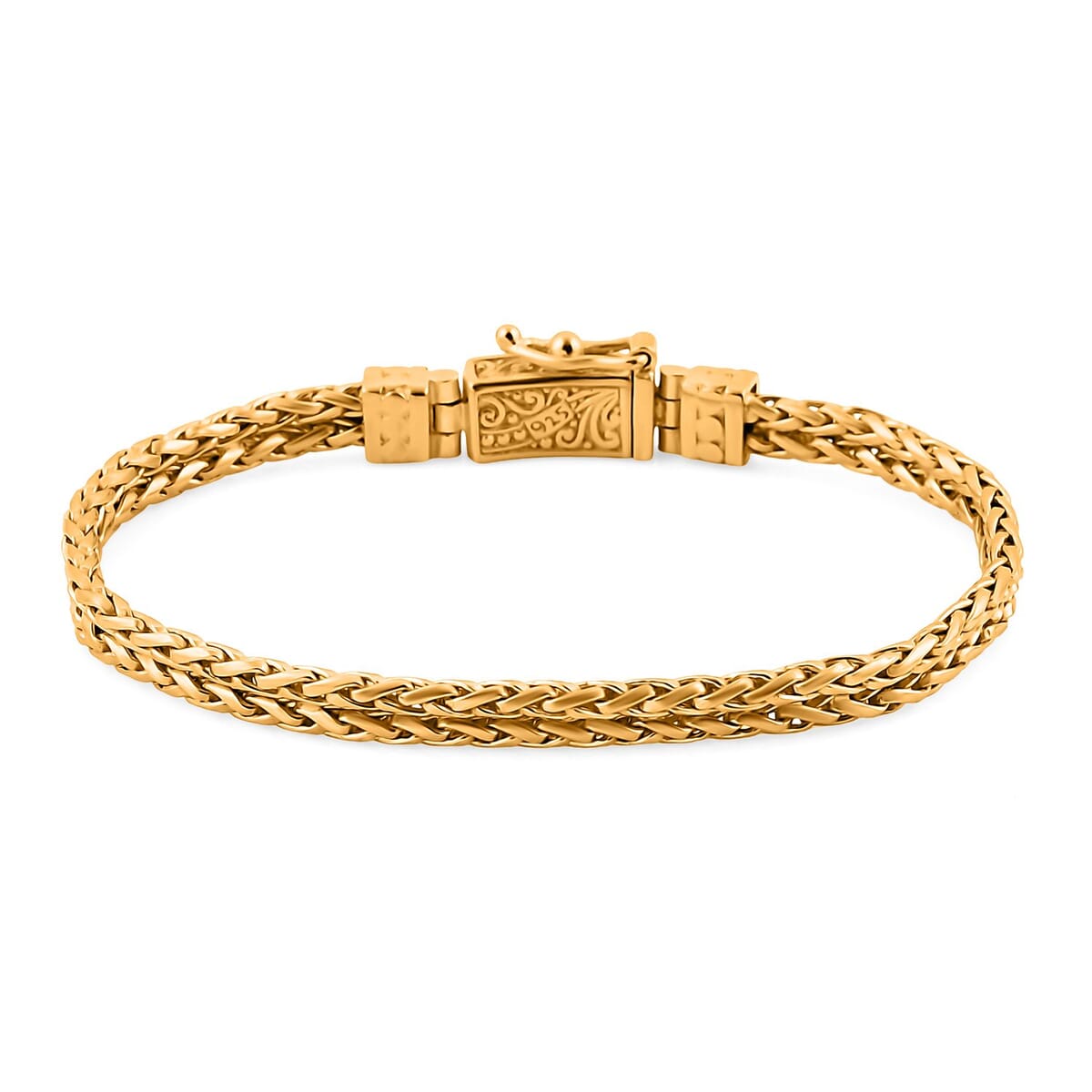 Bali Legacy 22K Vermeil Yellow Gold Over  Sterling Silver Padian 2 Row Bracelet (7.25 In) 17.22 Grams image number 3